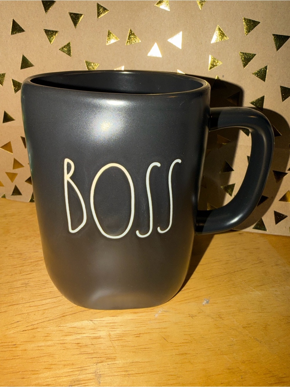 Rae Dunn Black "BOSS" Ceramic Coffee Mug -new without tags